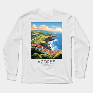 A Pop Art Travel Print of Azores - Portugal Long Sleeve T-Shirt